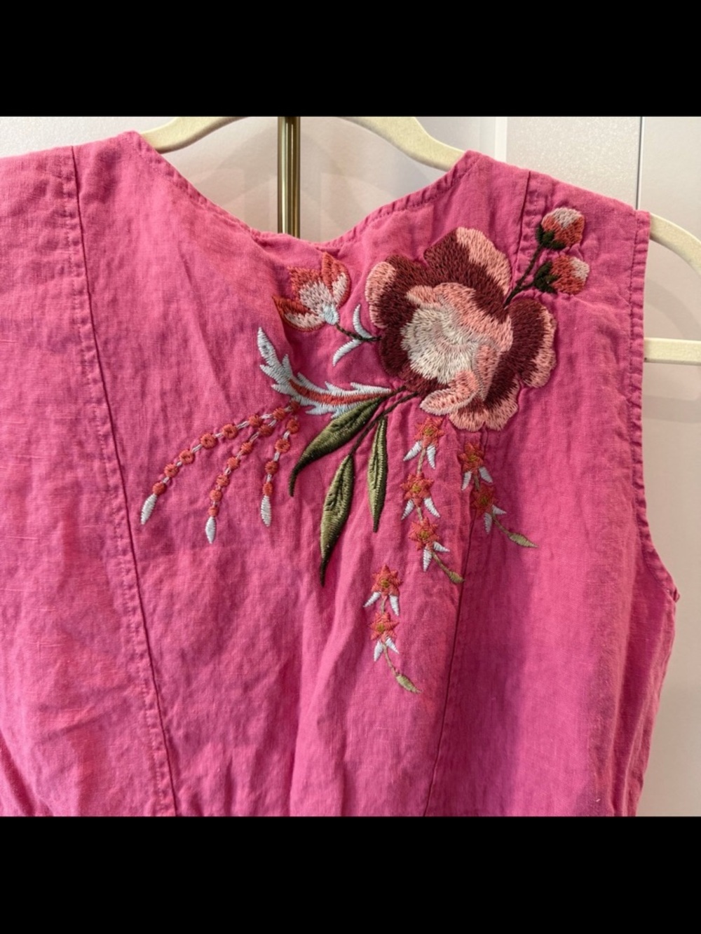 Johnny Was Joya embroidered linen tank dress in pink size small - Picture 7 of 8